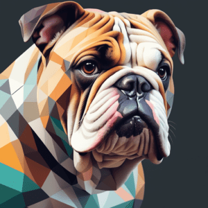 Bulldog Greeting Card, Geometric Canine Art, Tideaway Studio