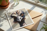 Emu Greeting Card on window ledge